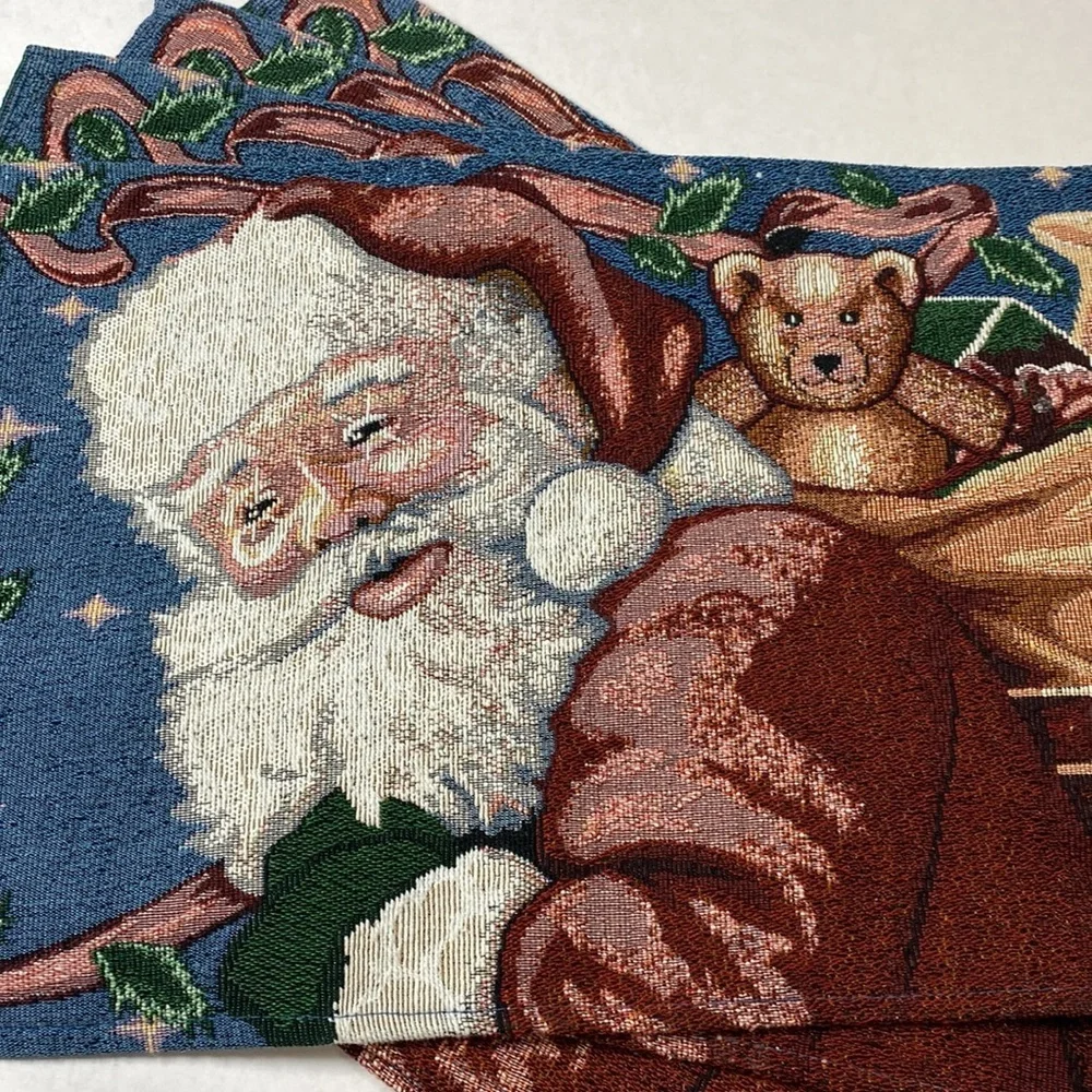Vintage tapestry Santa Christmas place mats‎ 4